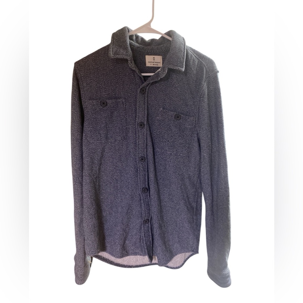 Men’s Small Mutual Weave Long Sleeve Button Down Shirt Jacket